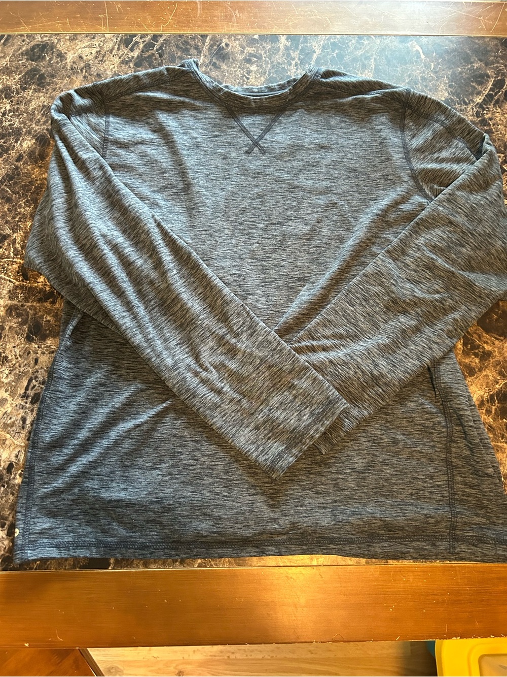 Men’s Free Country Heathered Blue Long Sleeve Crew Size Large